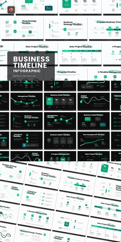 业务发展时间线PPT模版 (PPTX)