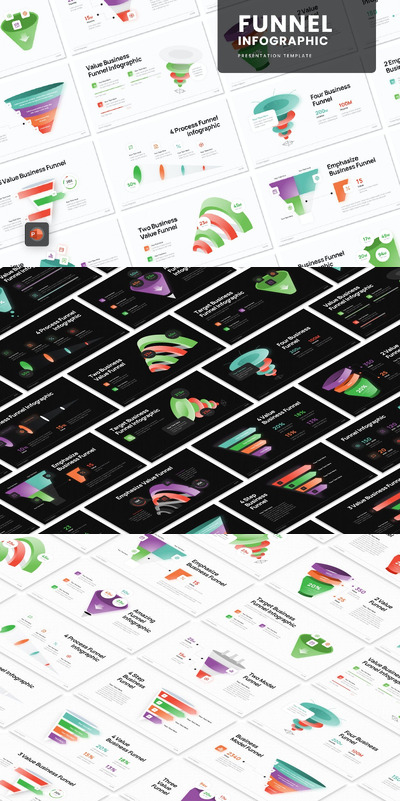 漏斗信息图形模板PPT模版 (PPTX)