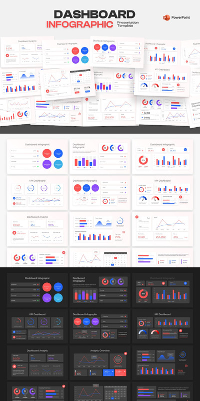 仪表板信息图PPT模版 (PPTX)