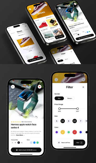电子商务产品和心愿单 App UI Kit (FIG)