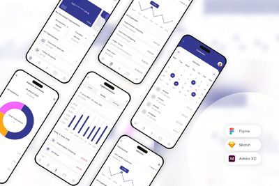 费用管理移动应用 App UI Kit (SKETCH,FIG,XD)