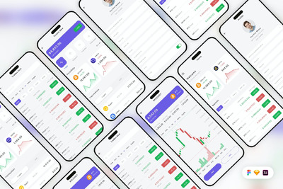 加密货币交易所移动应用 App UI Kit (SKETCH,FIG,XD)