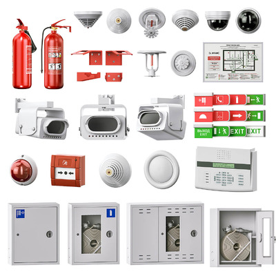 火灾报警器和消防器材组合3D模型（FBX,MAX）