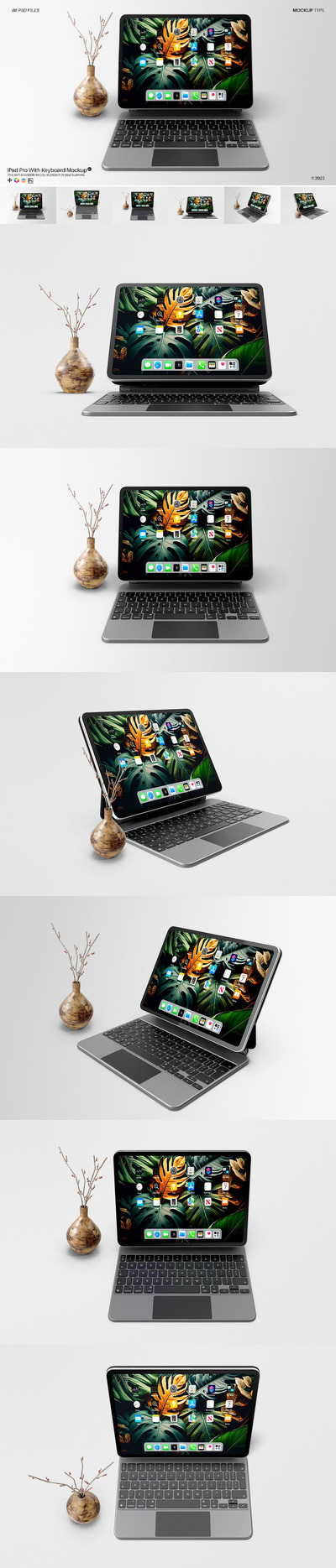 带键盘实物模型的iPad Pro样机 (PSD)