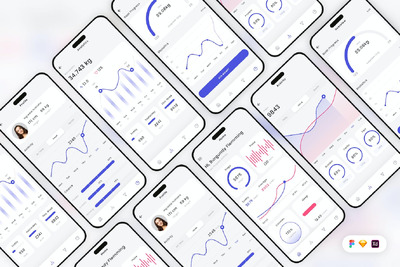健身仪表板移动应用App UI Kit (SKETCH,FIG,XD)