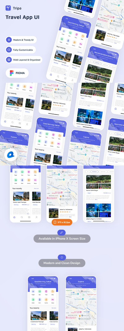 旅游应用App UI Kit (FIG)