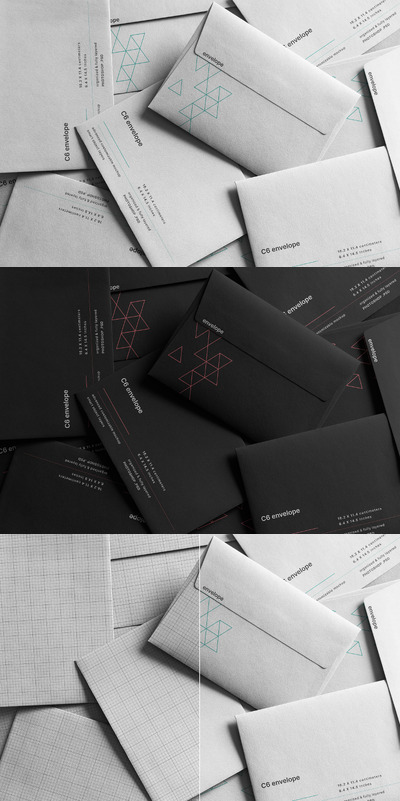 🔴高品质的时尚高端信封VI设计样机展示模型mockups