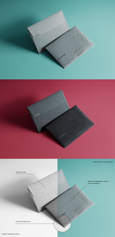 🔴两个C6信封VI设计样机展示模型mockups