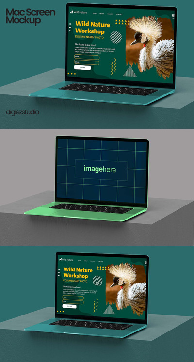 笔记本电脑屏幕样机场景 (PSD)