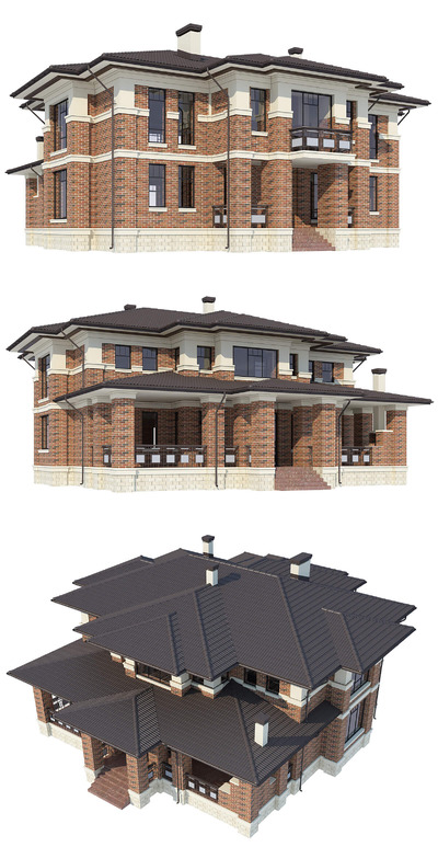 双层房屋住宅建筑3D模型（OBJ,FBX,MAX）