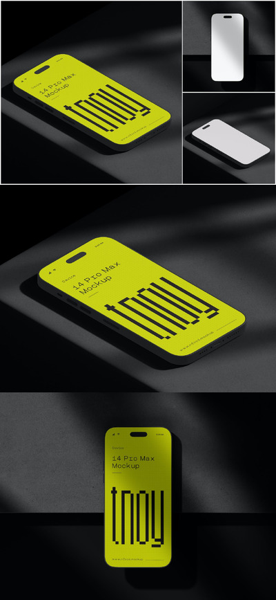 极简主义 iPhone 14 Pro Max 样机套装 (PSD,JPG)