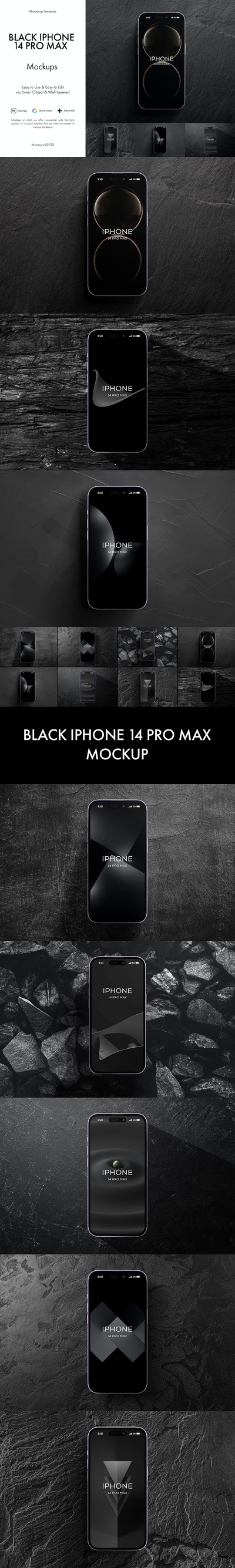 黑色 iPhone 14 Pro Max 样机 (PSD)