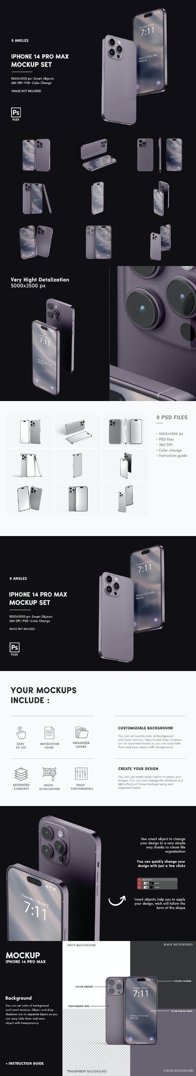 iPhone 14 Pro Max 样机套装 (PSD)