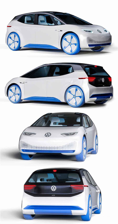 2020大众Volkswagen ID 概念电动汽车3D模型（OBJ,FBX,MAX）