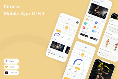 健身移动应用 App UI kit (SKETCH,FIG,XD)