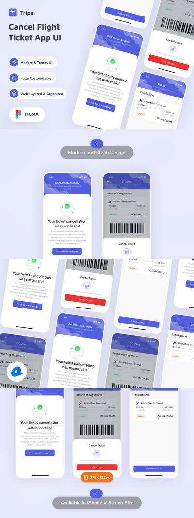 取消机票应用App UI (FIG)