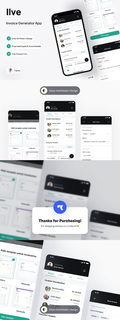 发票生成器移动应用 App UI kit (FIG)