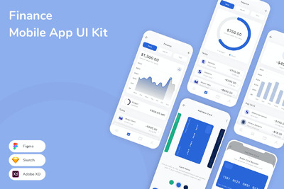 金融移动应用 App UI kit (SKETCH,FIG,XD)