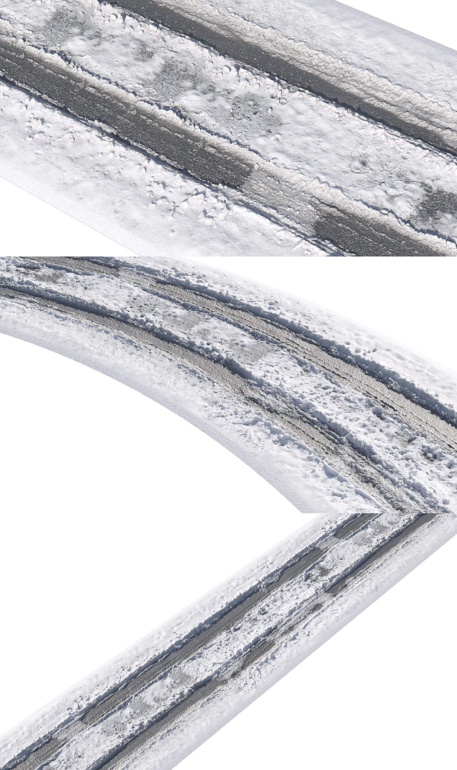 冬天积雪的柏油马路3D模型（OBJ,FBX,MAX）