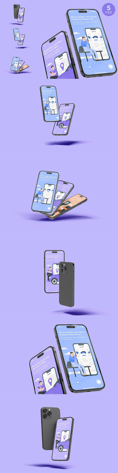 浮动iPhone 14 屏幕样机 (PDF,PSD)