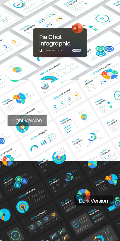 饼图数据统计 PowerPoint演示模板 (PPTX)