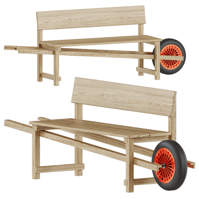 Weltevree带轮子的木质户外长椅3D模型（OBJ,FBX,MAX）
