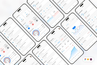 销售仪表板移动应用  App UI Kit (SKETCH,FIG,XD)