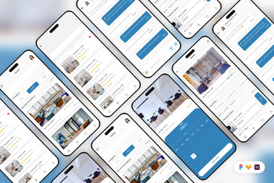 联合办公空间查找器移动应用  App UI Kit (SKETCH,FIG,XD)