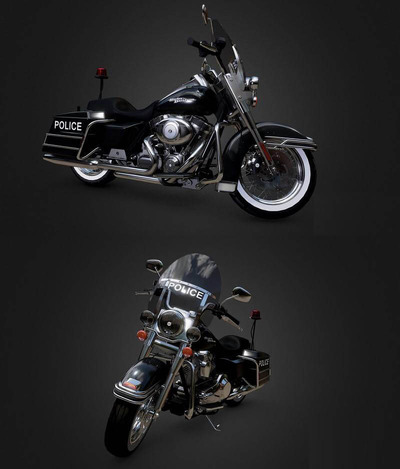 Harley Davidson警用摩托车3D模型（OBJ,FBX,MAX）