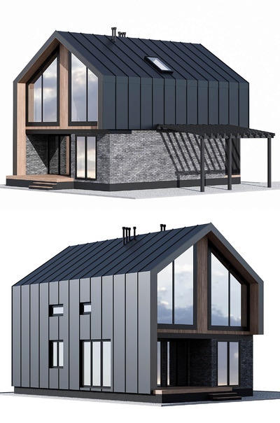 带车库的双层房屋住宅建筑3D模型（OBJ,FBX,MAX）