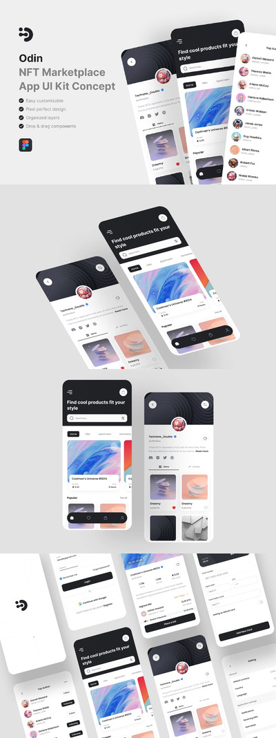 NFT 市场应用 App UI Kit (FIG)