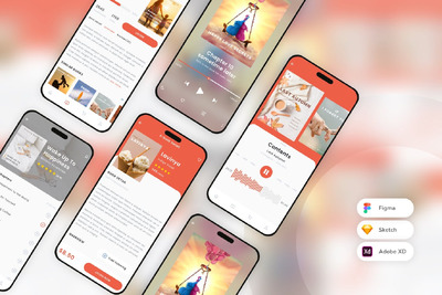 有声书移动应用 App UI Kit (SKETCH,FIG,XD)