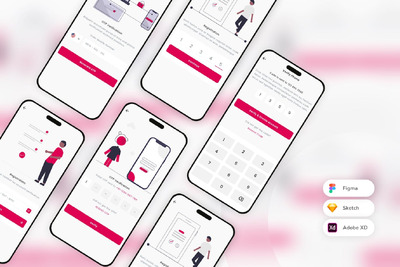 两因素身份验证和电话验证应用App UI Kit (SKETCH,FIG,XD)