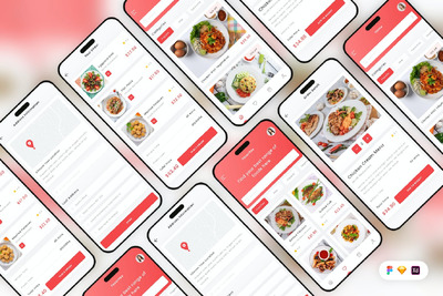 外卖美食配送移动应用APP UI KIT (SKETCH,FIG,XD)