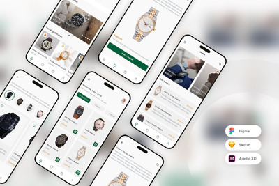 手表店电子商务移动应用 APP UI KIT (SKETCH,FIG,XD)