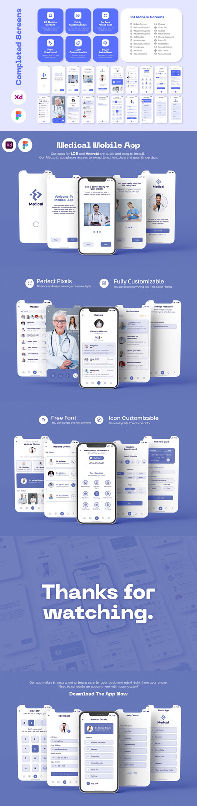 医疗移动应用APP UI KIT (FIG,XD)