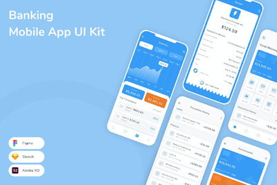 银行移动应用APP UI KIT (SKETCH,FIG,XD)