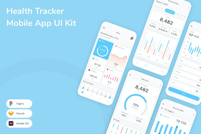 健康追踪器移动应用APP UI KIT (SKETCH,FIG,XD)