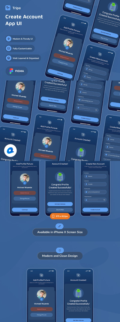 创建帐户暗模式应用APP UI KIT (FIG)