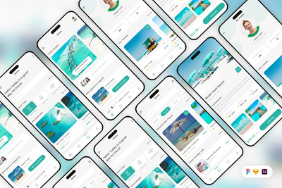 旅游搜索移动应用APP UI KIT (SKETCH,FIG,XD)