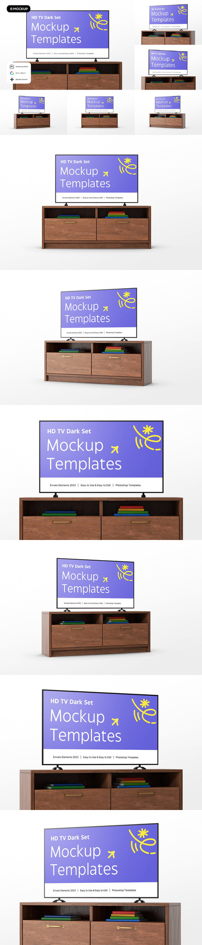 高清电视深色木架样机 (PSD)