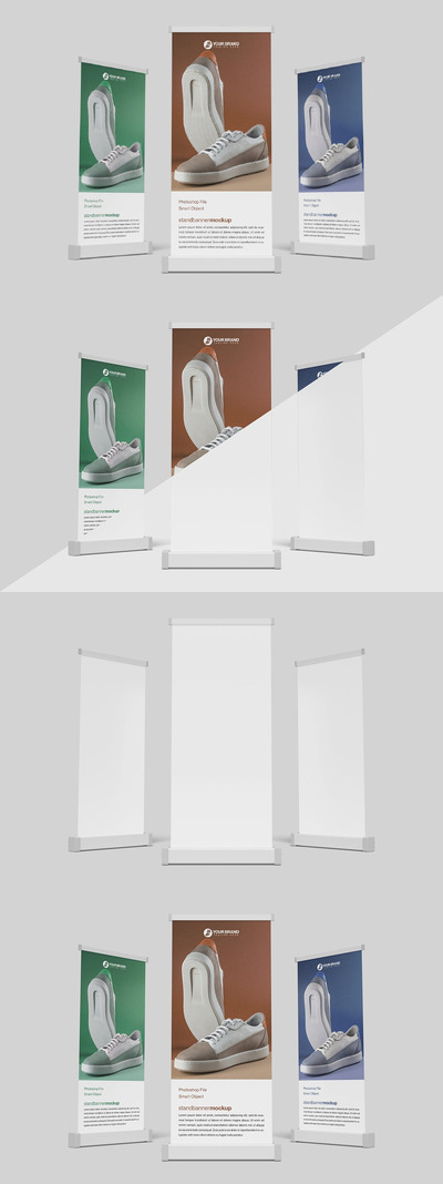 易拉宝站横幅样机 （PSD）