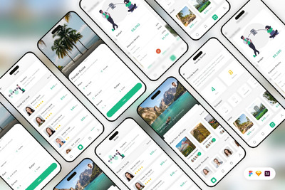 旅游指南移动应用APP UI KIT (SKETCH,FIG,XD)