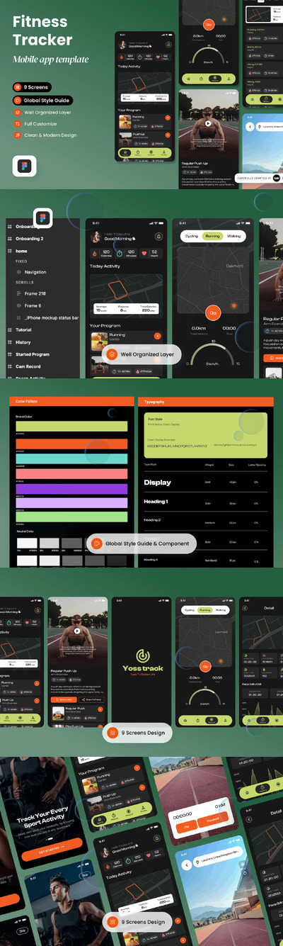 健身追踪器设计应用APP UI KIT (FIG)