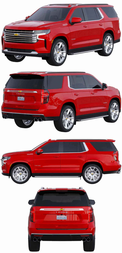 2022款雪佛兰Chevrolet Tahoe High Country SUV汽车3D模型（OBJ,FBX,MAX）