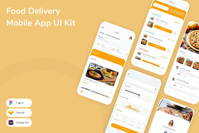 外卖送餐移动应用APP UI KIT (SKETCH,FIG,XD)