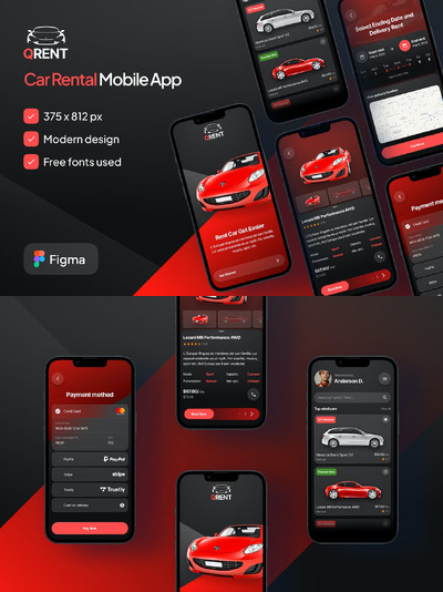 租车移动应用 APP UI KIT (FIG)