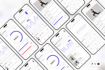 体重管理移动应用APP UI KIT (SKETCH,FIG,XD)