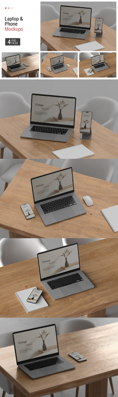 笔记本电脑和手机样机 (PSD)