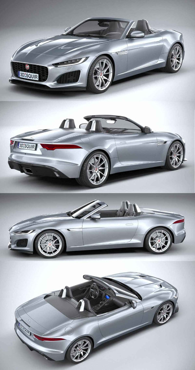 2021款捷豹Jaguar F-Type Regular Convertible敞篷跑车3D模型（OBJ,FBX,MAX）